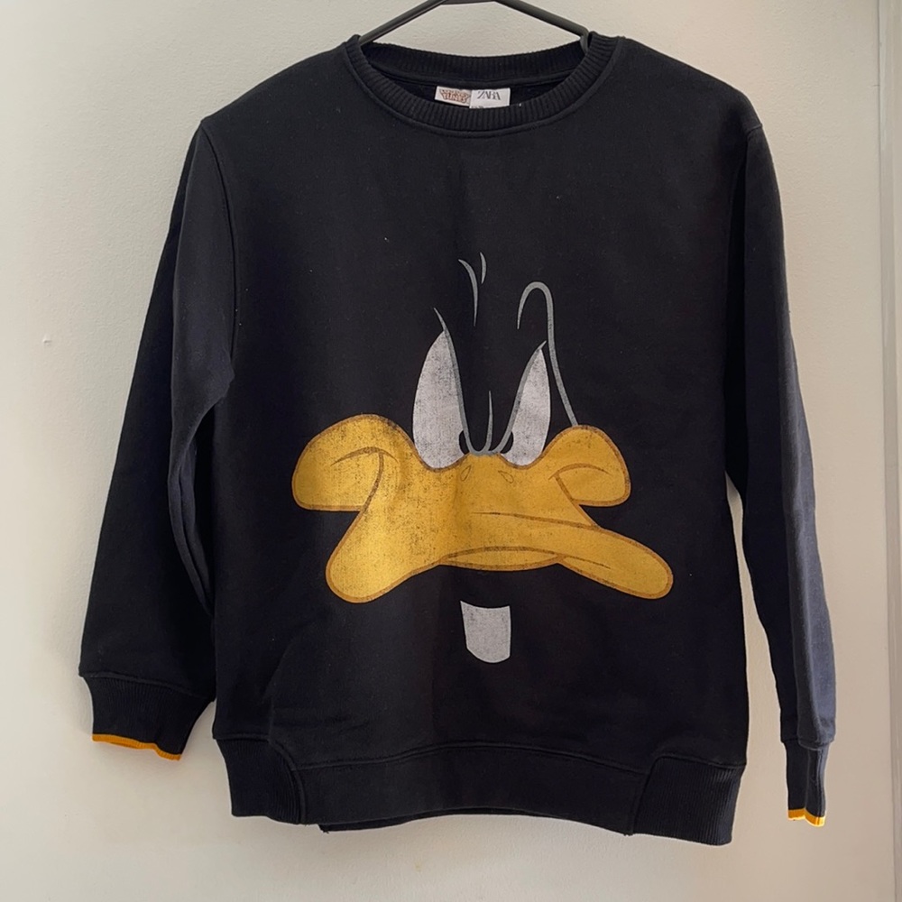 Zara Black and Yellow Daffy Duck Sweatshirt